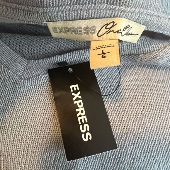 Express NWT Light Blue Short Sleeve Lightweight Tunic Sweater Size Large - Picture 5 of 6